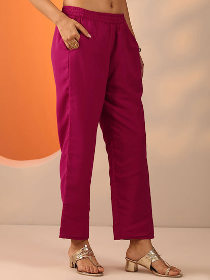Women Ethnic Motifs Embroidered Kurta with Trouser & Dupatta