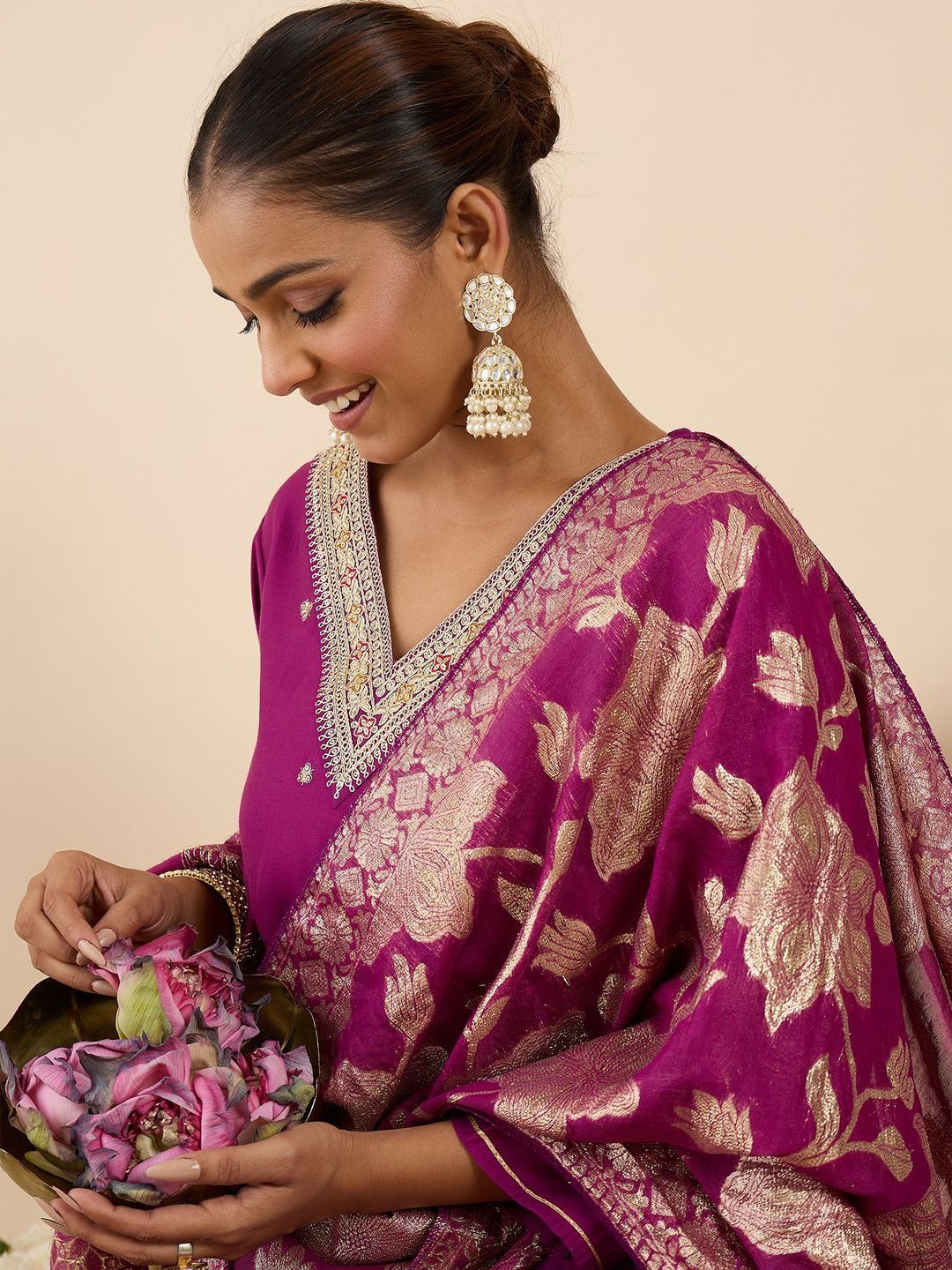 Yoke Design Thread Work Kurta With Palazzos