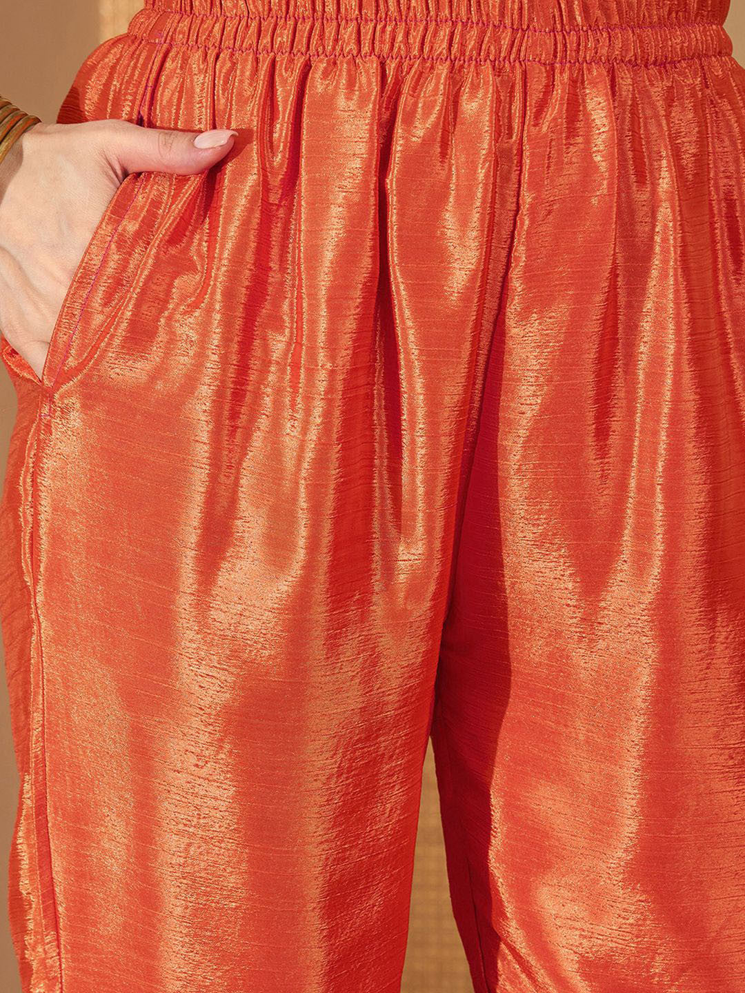 Zari Sequence Embroidered Straight Kurta With Trouser & Dupatta