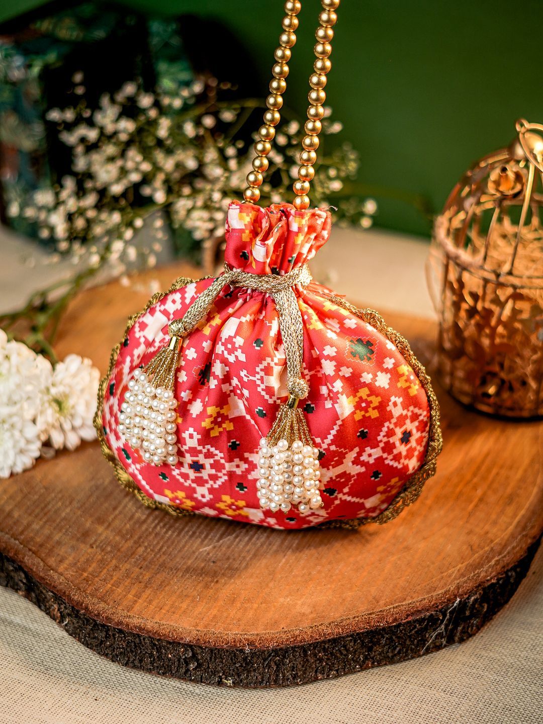 Dhiyona NR Embroidered Embellished Potli Clutch
