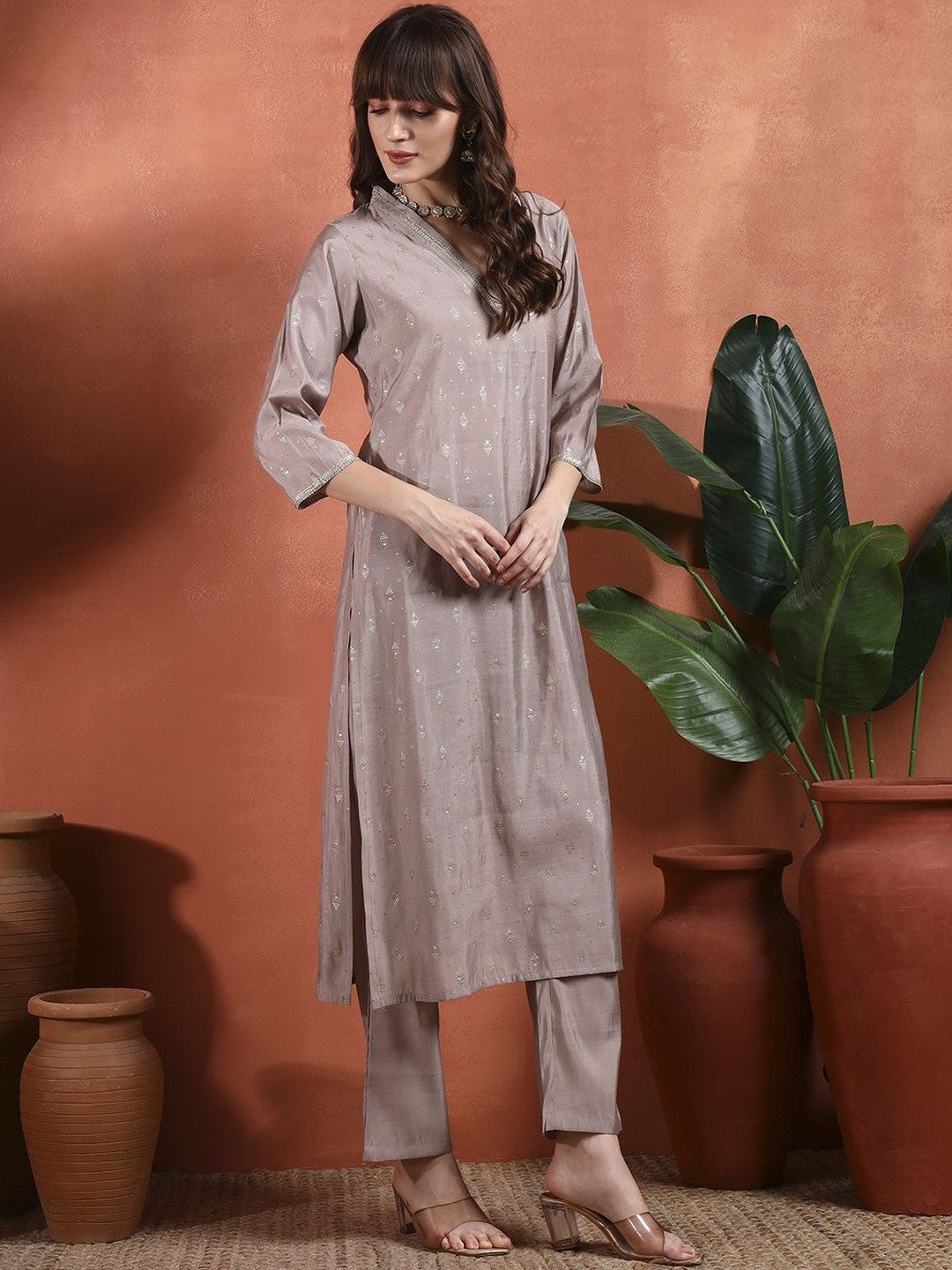 Women Ethnic Motifs Printed Regular Thread Work Kurta with Trousers