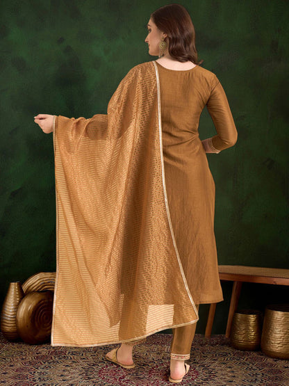 Embroidered Sequence Kurta & Trousers with Dupatta