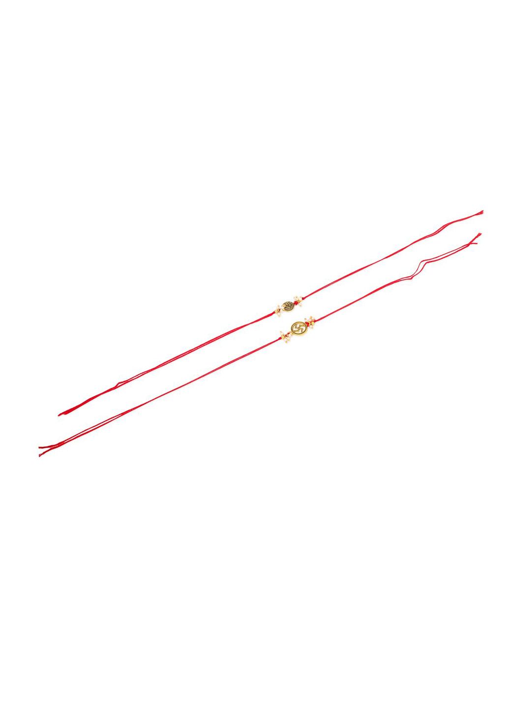 Dhiyona Pearls Beaded Swastik Bhaiya Bhabhi Rakhi With Roli Chawal Chandan