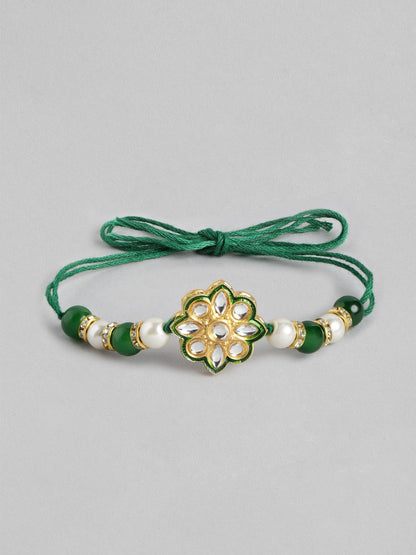 Dhiyona Unisex Set of 2 Beaded Bhai Bhabhi Rakhis With Roli & Chawal