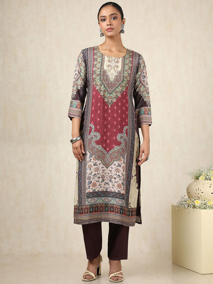 Dhiyona SO Women's Ethnic Motifs Printed Beads and Stones Pure Cotton Kurta With Trousers & Dupatta
