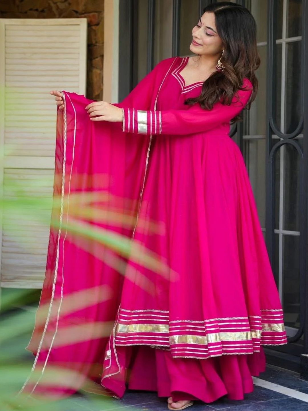 Dhiyona KL Women Panelled Gotta Patti Kurta with Palazzos & With Dupatta