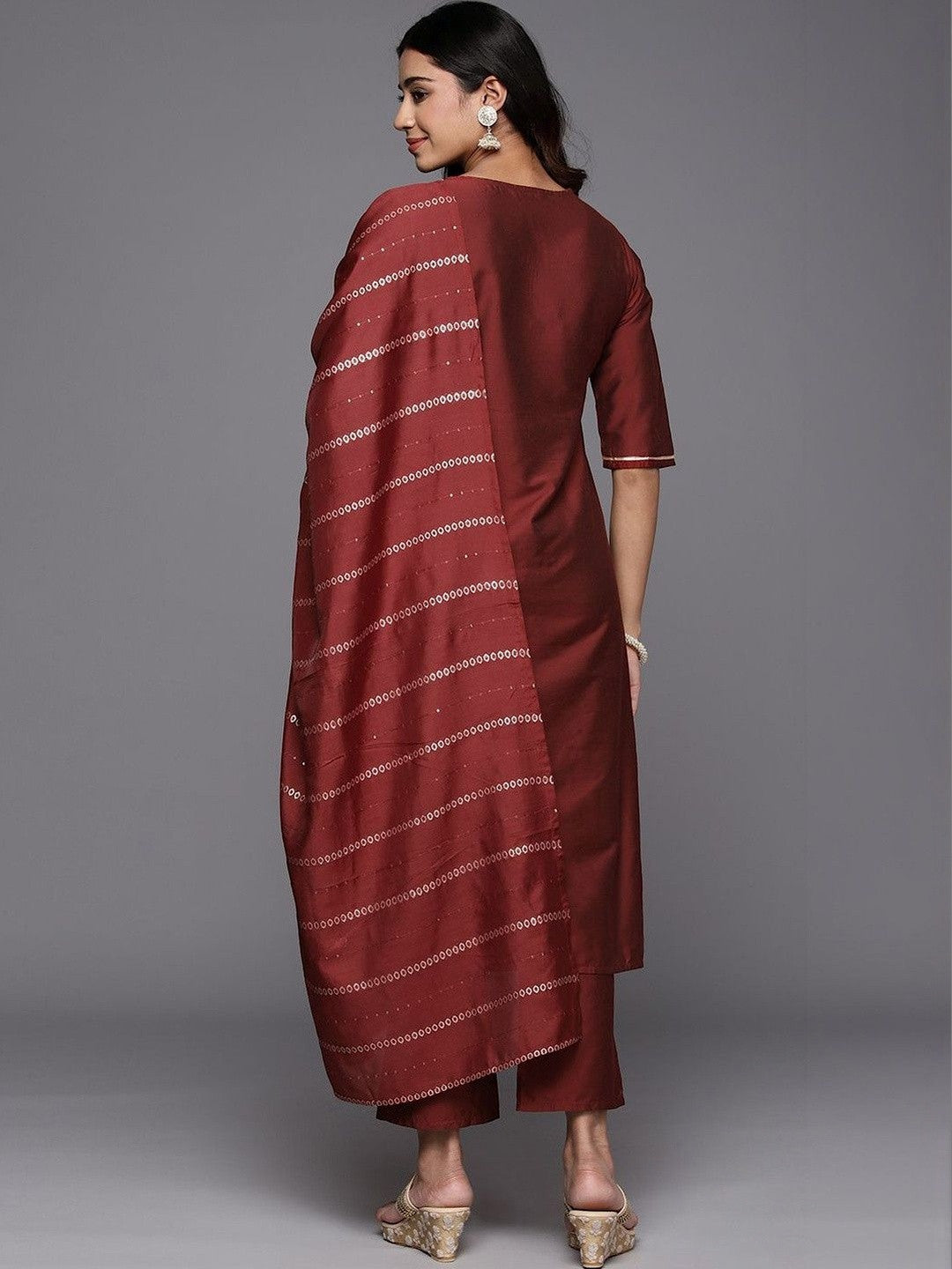 Women Ethnic Motifs Embroidered Regular Thread Work Kurta with Trousers & With Dupatta