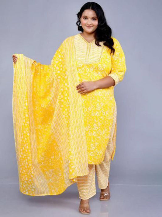 Dhiyona KL Women Floral Printed Regular Pure Cotton Kurta with Trousers & Dupatta