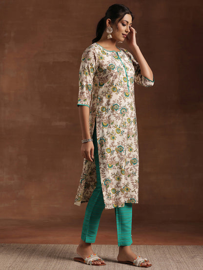 Women Floral Printed Regular Kurta with Trousers & With Dupatta