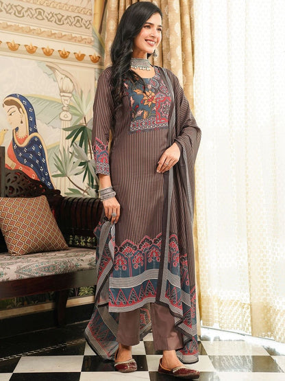 Dhiyona KL Ethnic Motifs Printed Kurta with Trousers & Dupatta