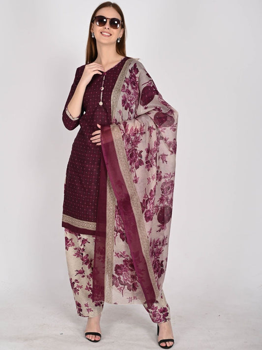 Dhiyona KL Women Printed Cotton Blend Kurta Sets With Dupatta