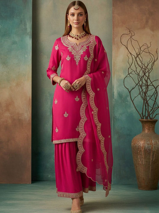 Dhiyona SN Embroidered Round Neck Kurta & Sharara Kurta Set
