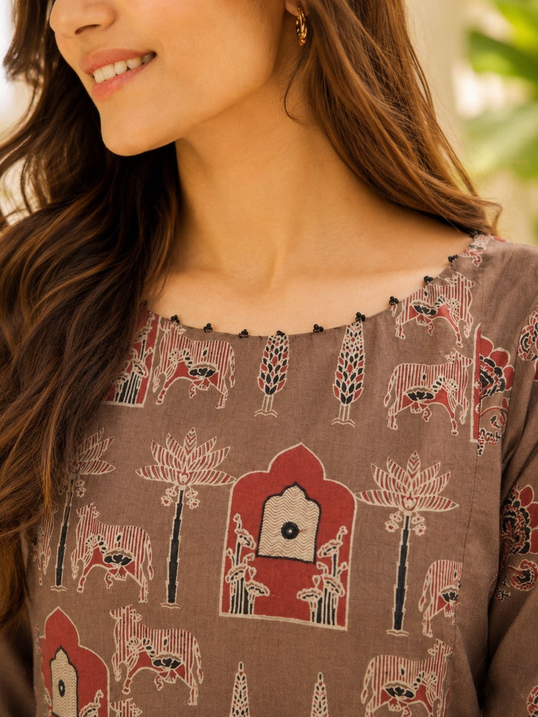 Printed Pure Round Neck Kurta & Trousers