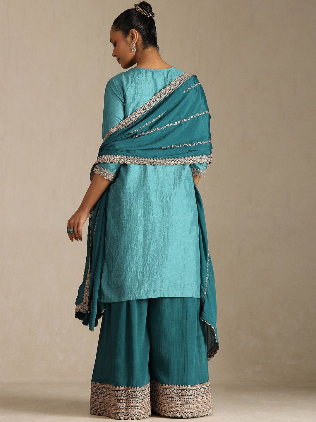 Dhiyona SO Women's Women Embroidered Kurta with Palazzos & Dupatta