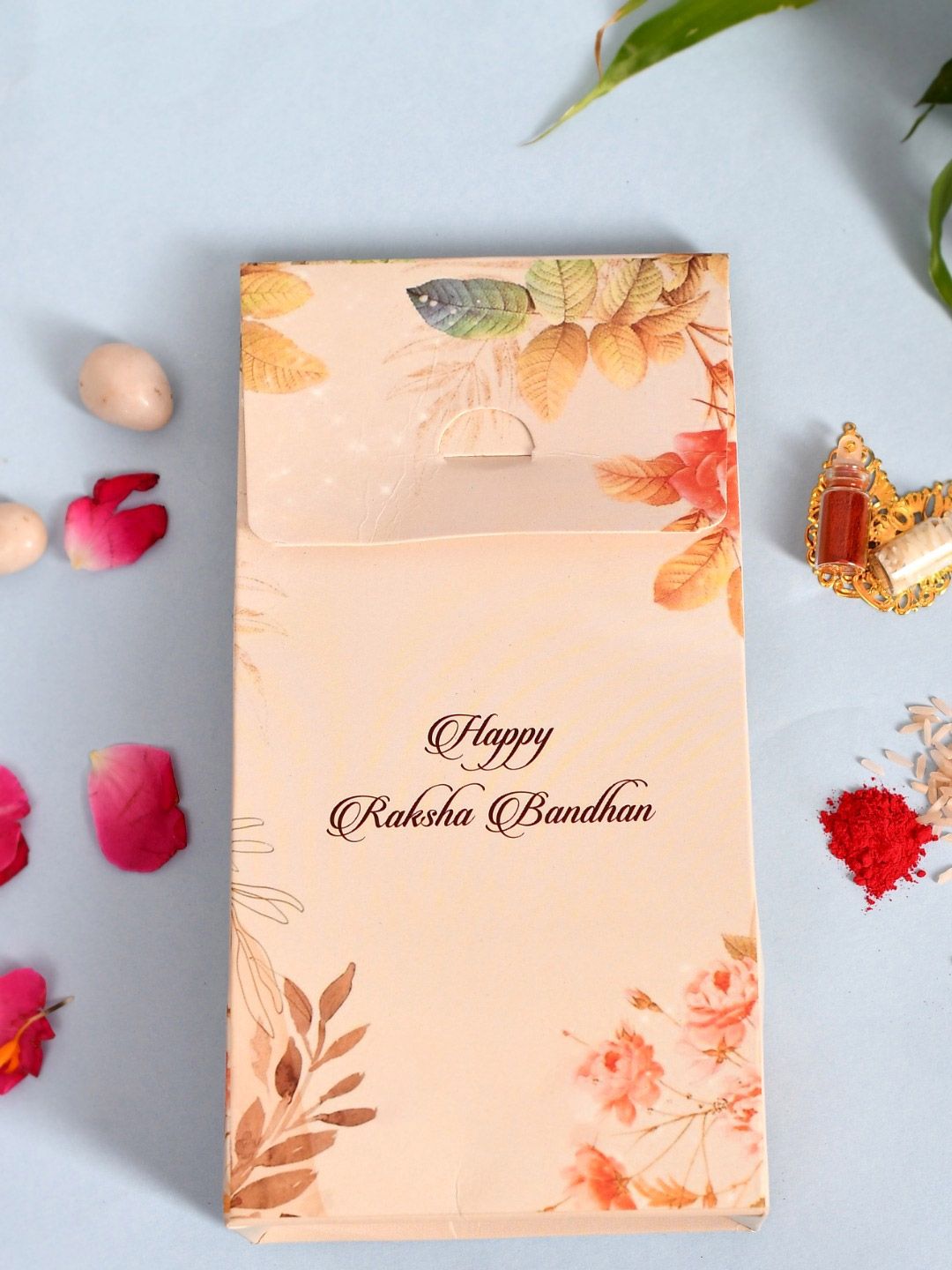 Dhiyona Gold-Toned Stone-Studded & Beaded Thread Rakhi