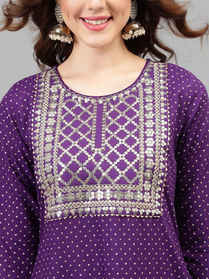 Dhiyona KL Women Embroidered Regular Thread Work Kurta with Trousers & With Dupatta