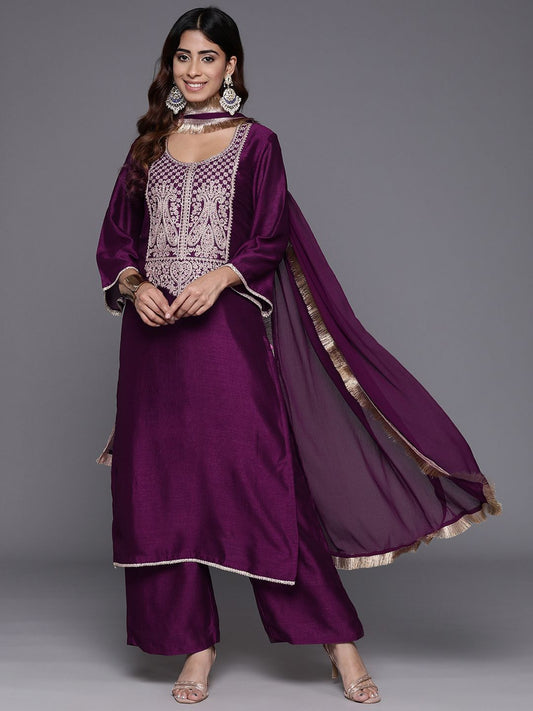 Dhiyona VA Women Ethnic Motifs Embroidered Kurta with Palazzos & With Dupatta