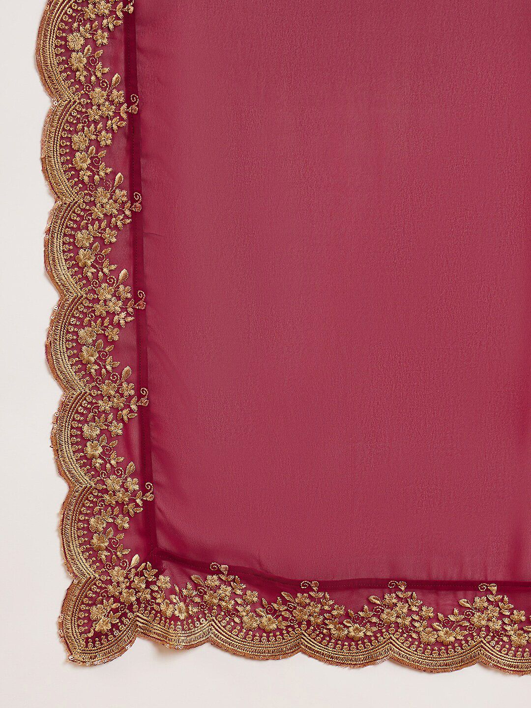 Dhiyona IN Marron & Gold Toned Yoke Design Embroidered Straight Kurta With Sharara & Dupatta