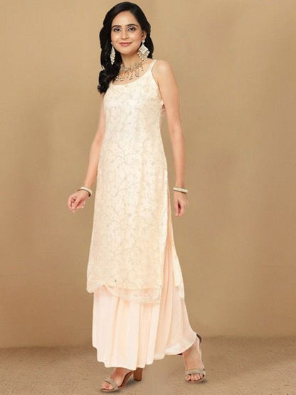 Dhiyona HOP Women Floral Embroidered Kurta with Sharara & Dupatta