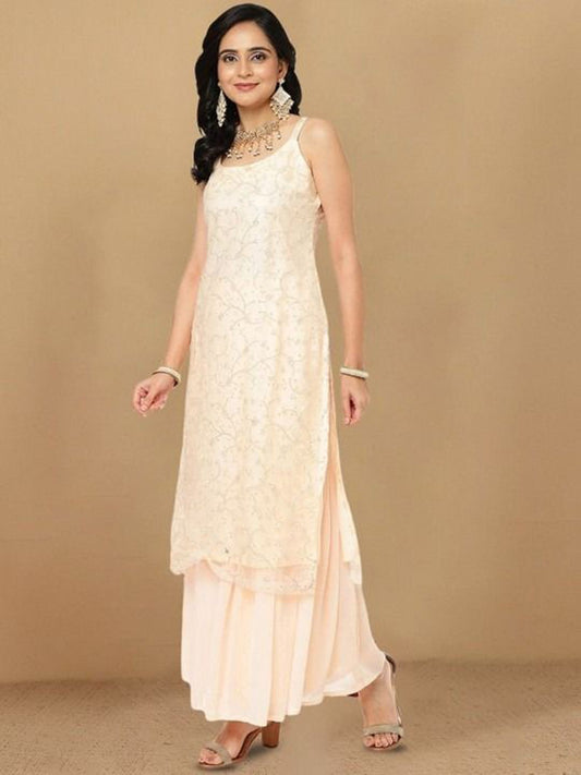 Dhiyona HOP Women Floral Embroidered Kurta with Sharara & Dupatta