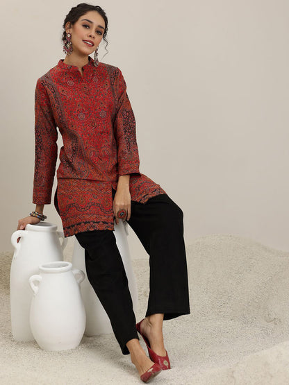 Paisley Printed Straight Kurti With Palazzos