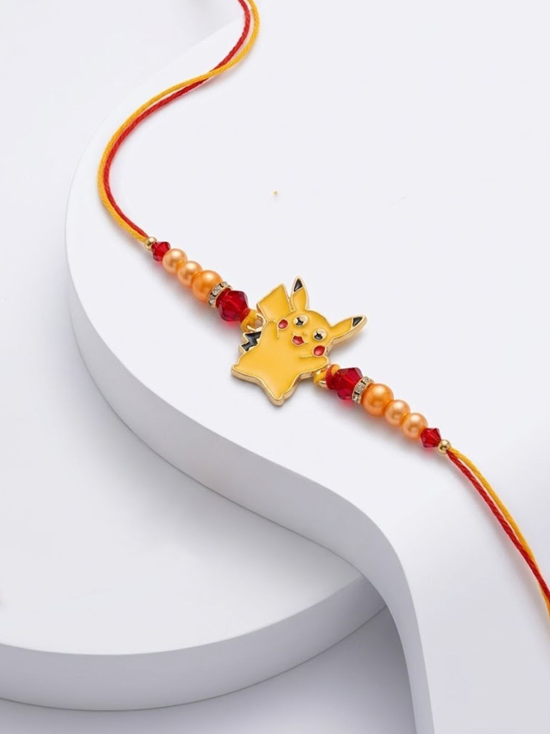 Dhiyona Kids Pikachu Pokemon Cartoon Yellow & Red Thread Rakhi