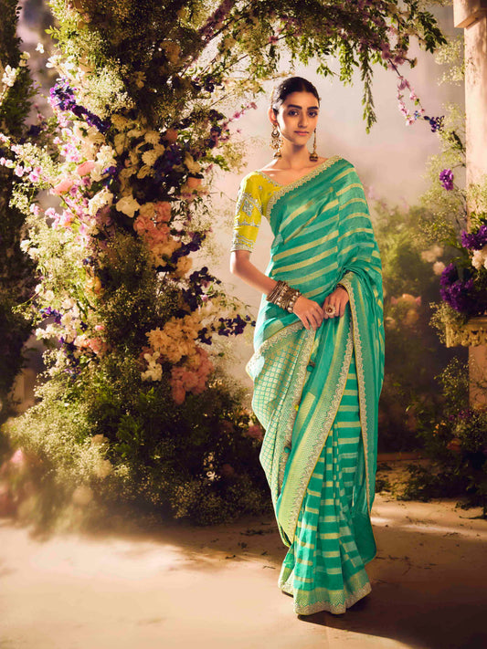 Dhiyona KM Women The Tropical Bloom: A Symphony Of Green And Gold