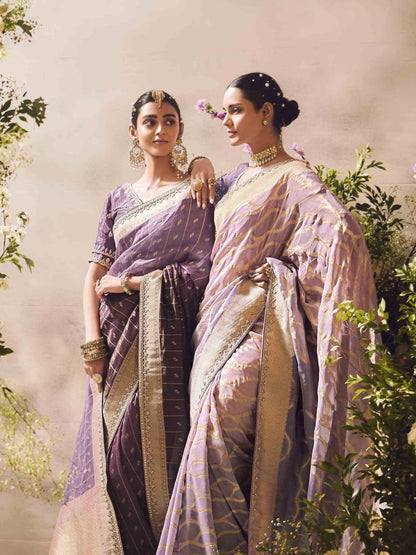 Dhiyona KM Women The Golden Lavender Serenade: A Dream Woven In Silk