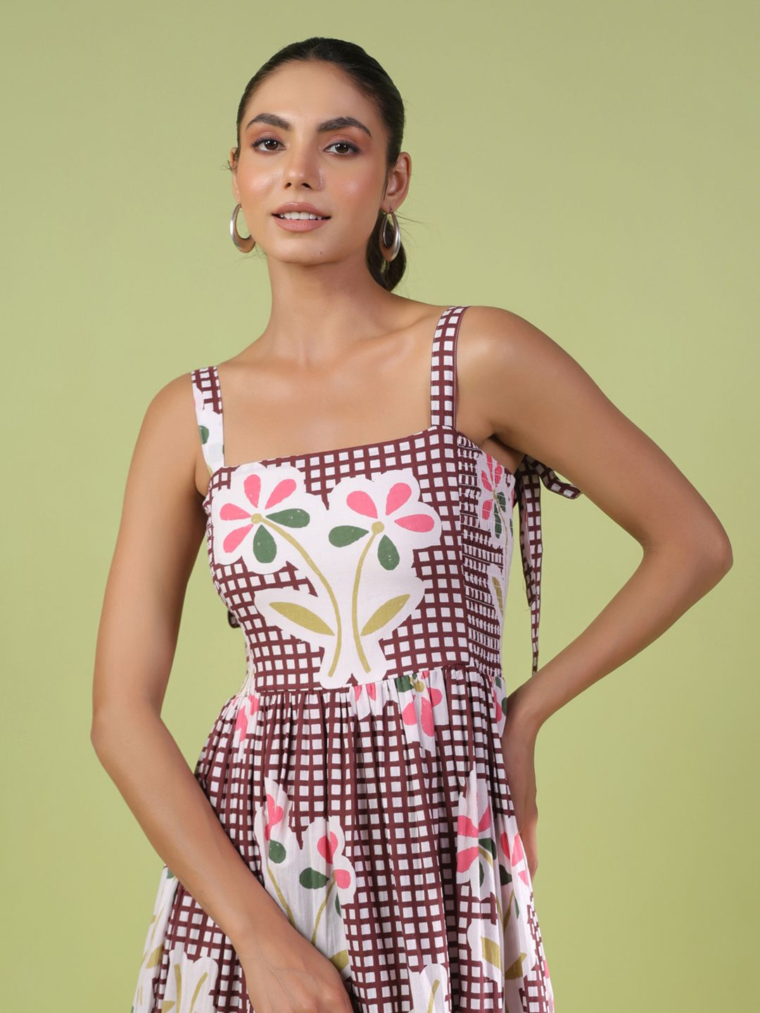 Dhiyona AY Women's Printed Fit & Flared Cotton Maxi Ethnic Dress