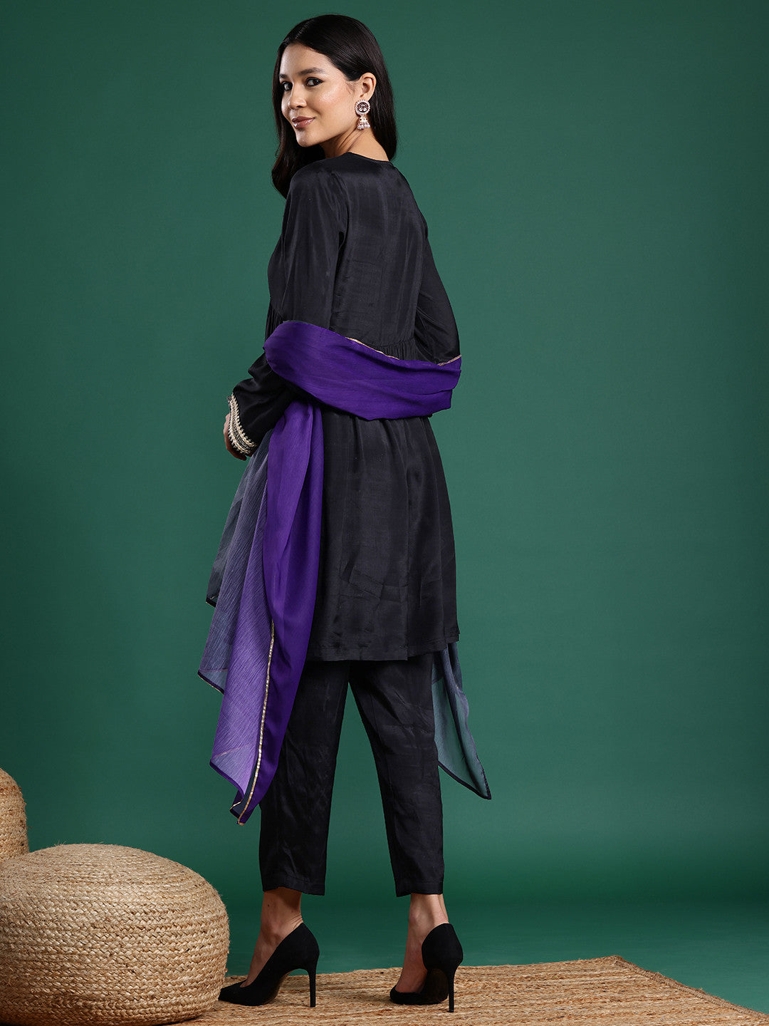 Embroidered Sequin Detail Kurta Set