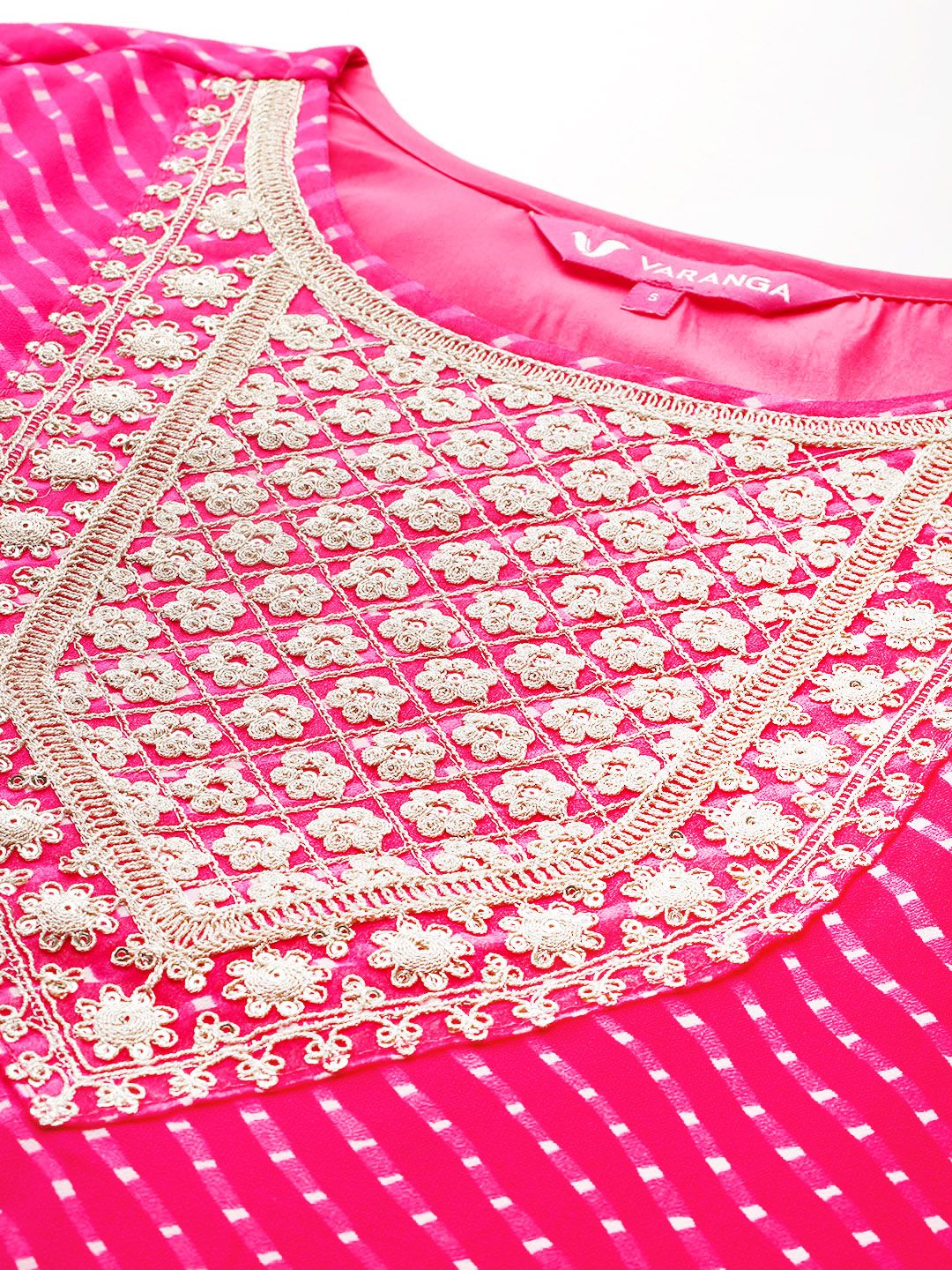 Dhiyona VA Women'sBandhani Printed Sequinned Kurta With Trousers & Dupatta