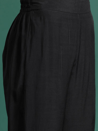 Empire Thread Work Kurta with Trousers & Dupatta