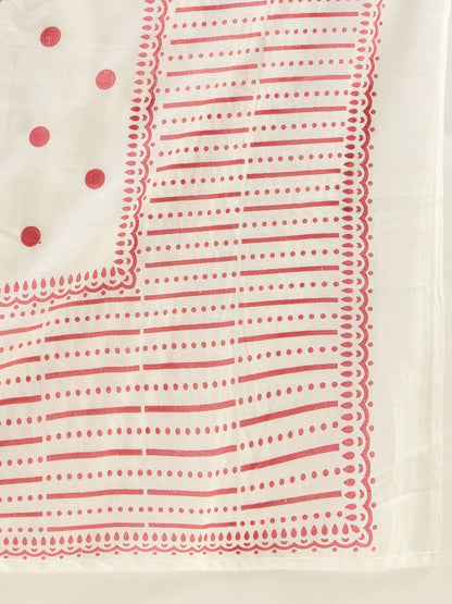 Dhiyona IE Women Printed Panelled Sequinned Pure Cotton Kurta with Trousers & With Dupatta