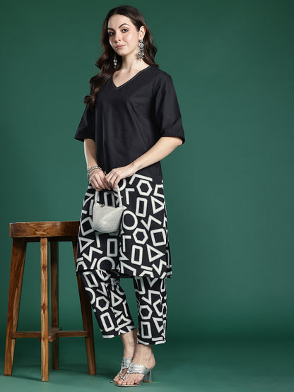 Geometric Printed Pure Cotton Kurta with Palazzos