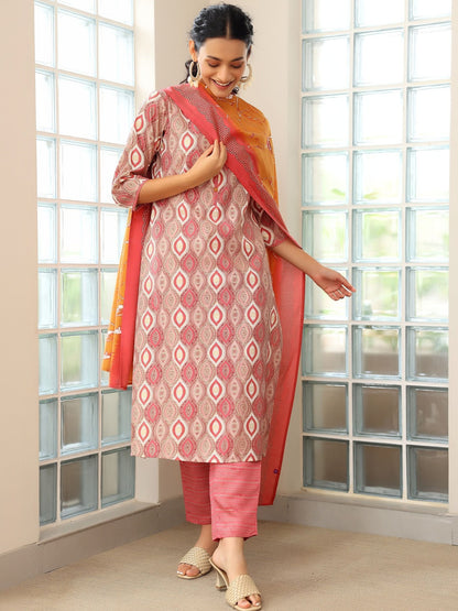 Women Printed Regular Kurta with Trousers & With Dupatta