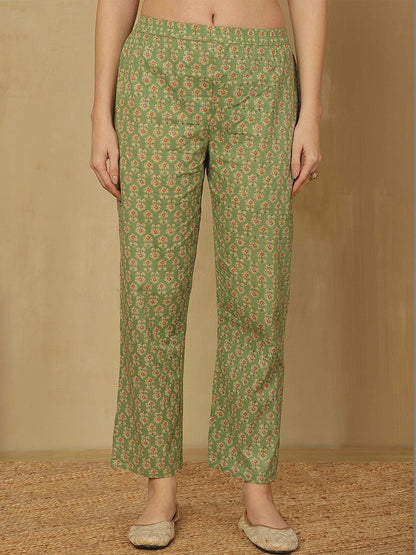 Women Floral Printed Empire Pure Cotton Kurta with Trousers & With Dupatta