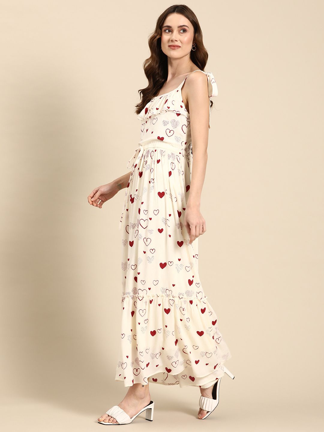 Dhiyona AY Women's Conversational Print Crepe A-Line Tiered Maxi Dress