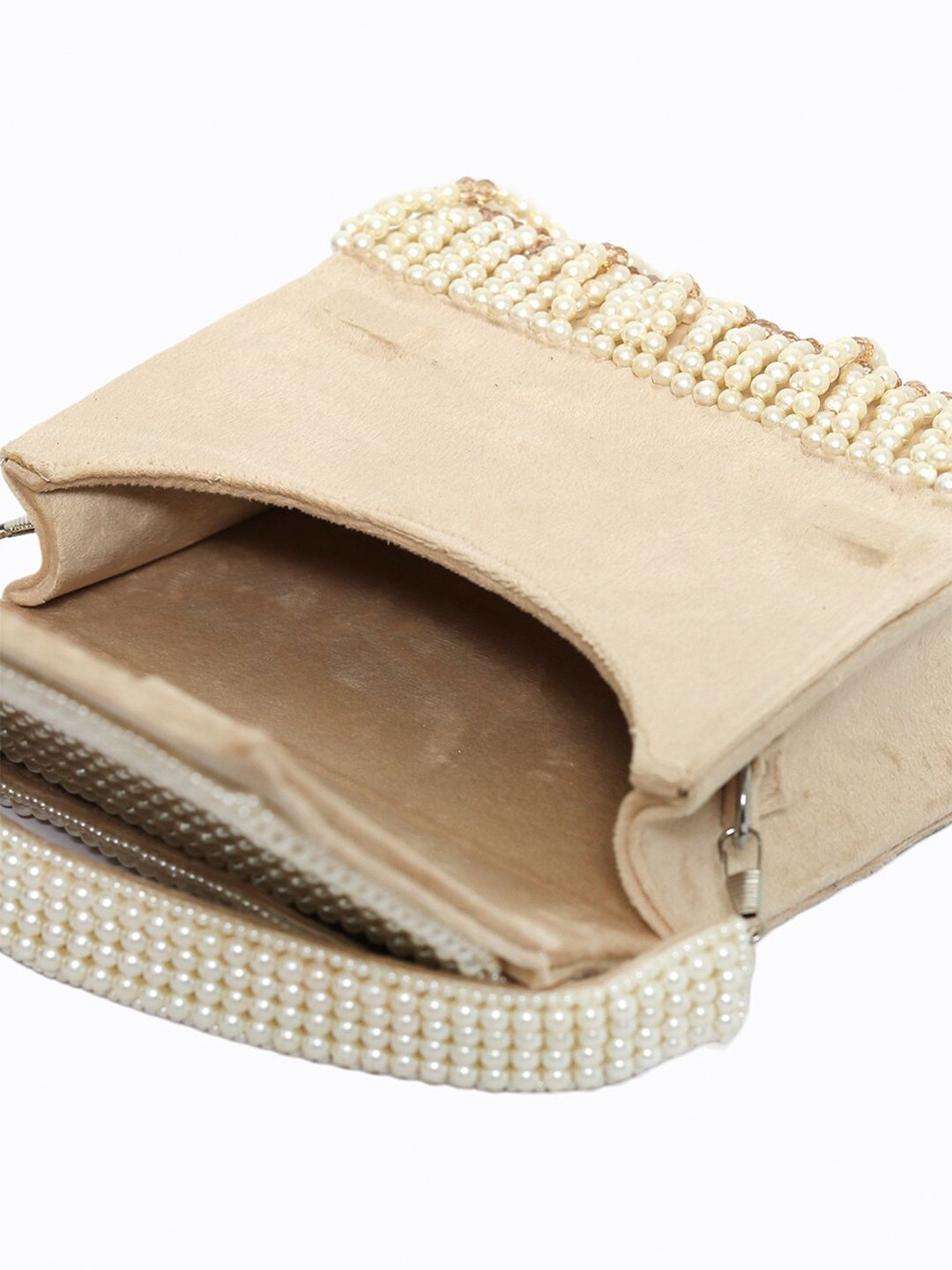 Dhiyona NR Beige & White Embroidered Embroidered Box Clutch