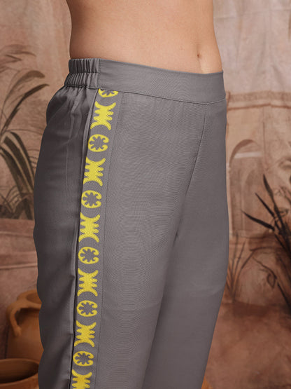 Striped Angrakha Kurta with Trousers