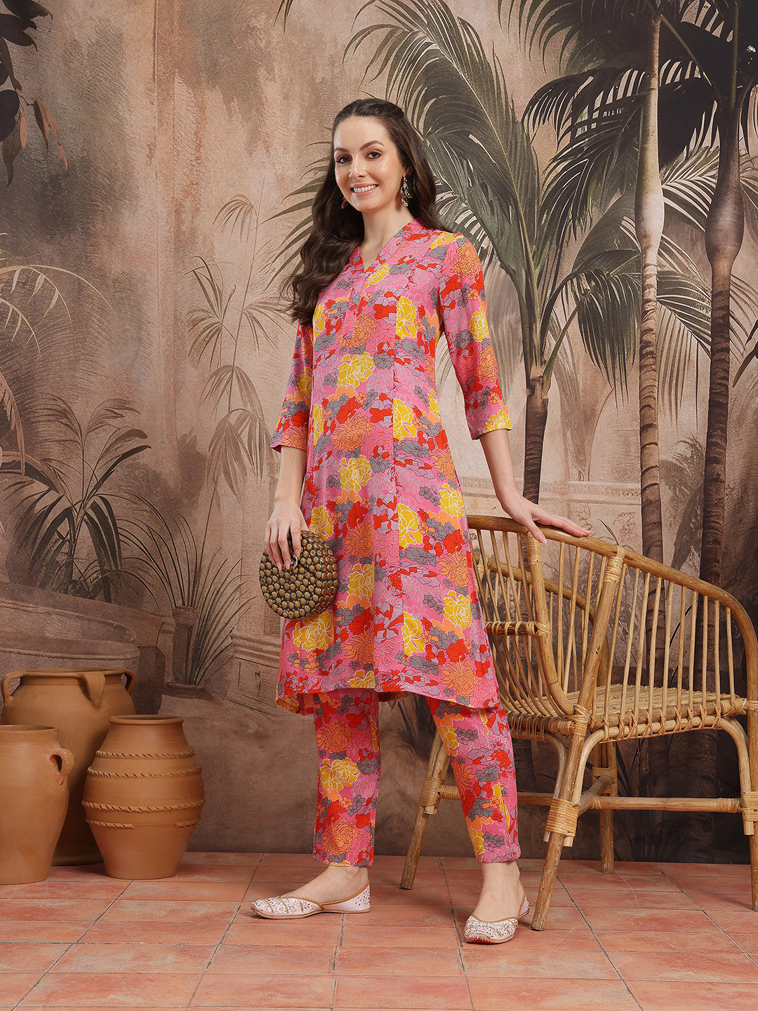 Floral Printed Regular Kurta with Trousers