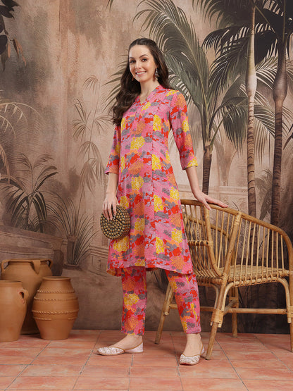 Floral Printed Regular Kurta with Trousers