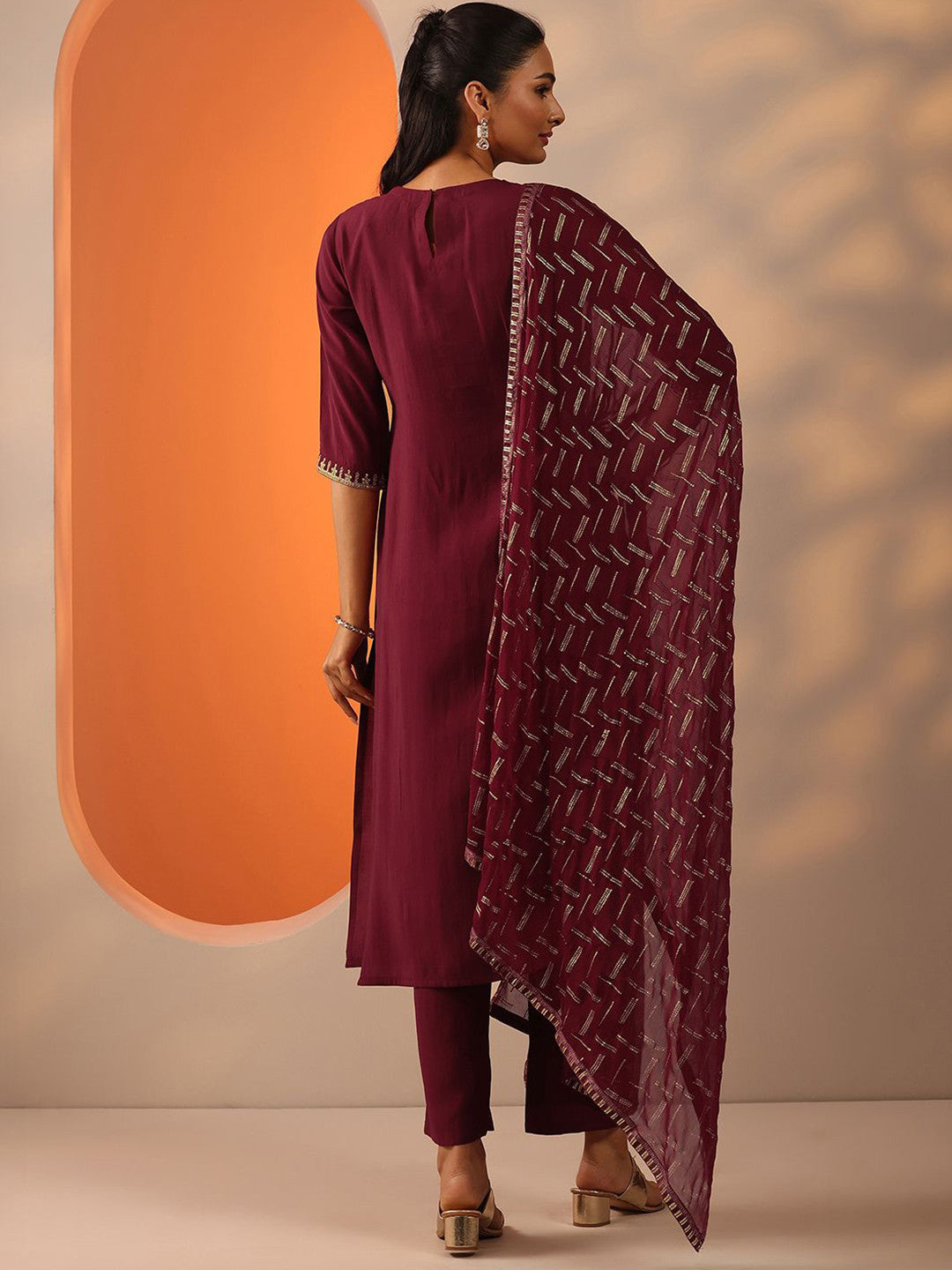 Women Ethnic Motif Embroidered Thread Work Kurta with Trousers & Dupatta