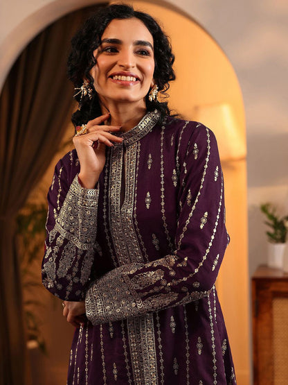 Dhiyona LL Women Ethnic Motifs Embroidered Zari Regular Kurta with Palazzos & With Dupatta