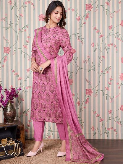 Dhiyona OD  Floral Printed Regular Pure Cotton Kurta with Trousers & Dupatta