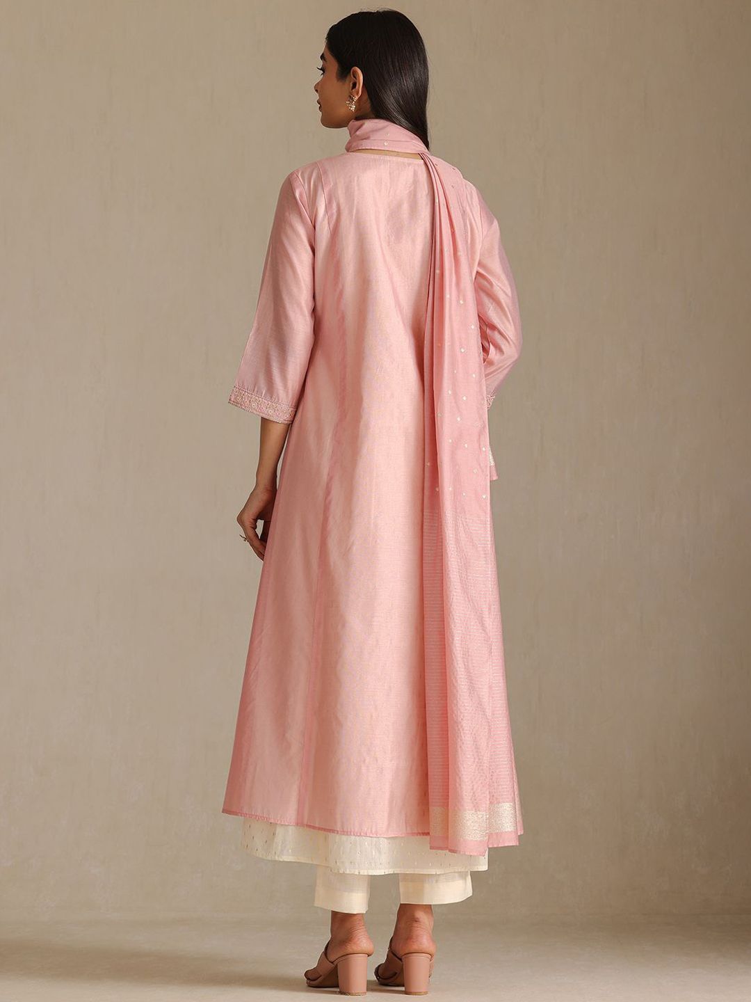 Dhiyona SO Women's Women Ethnic Motif Embroidered Zari Kurta with Trousers & Dupatta