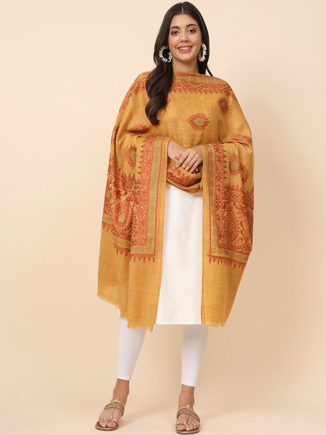 Dhiyona PA Paisley Embroidered Pure Wool Shawl