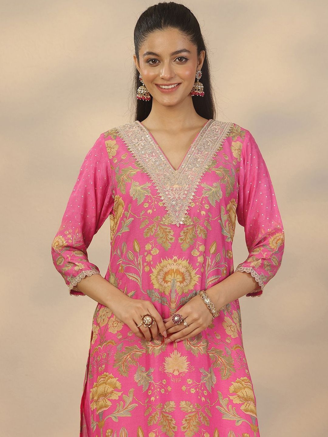 Dhiyona LL Women Floral Printed Kurta with Palazzo & Dupatta
