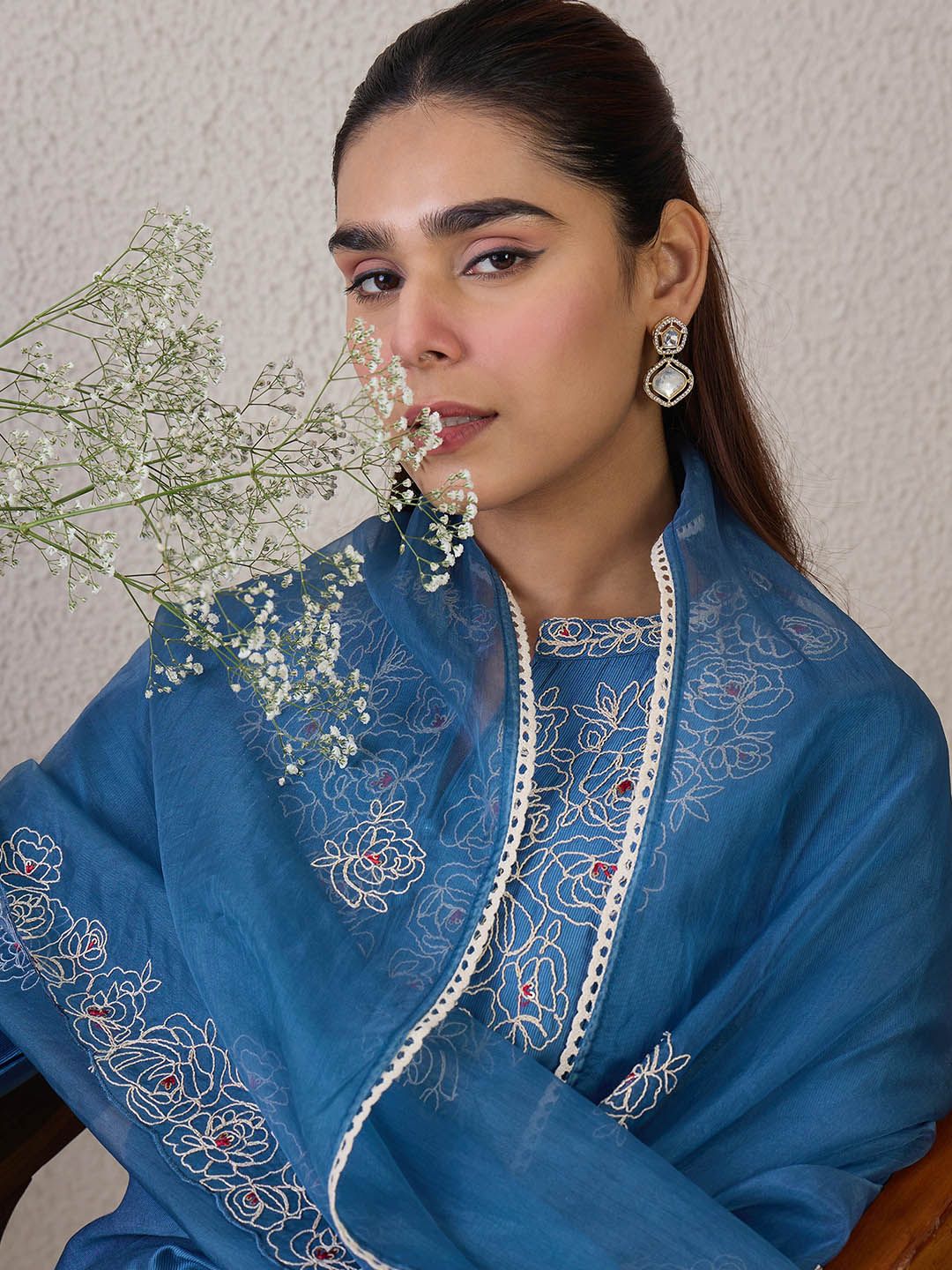 Women Floral Embroidered Kurta with Trousers & Dupatta