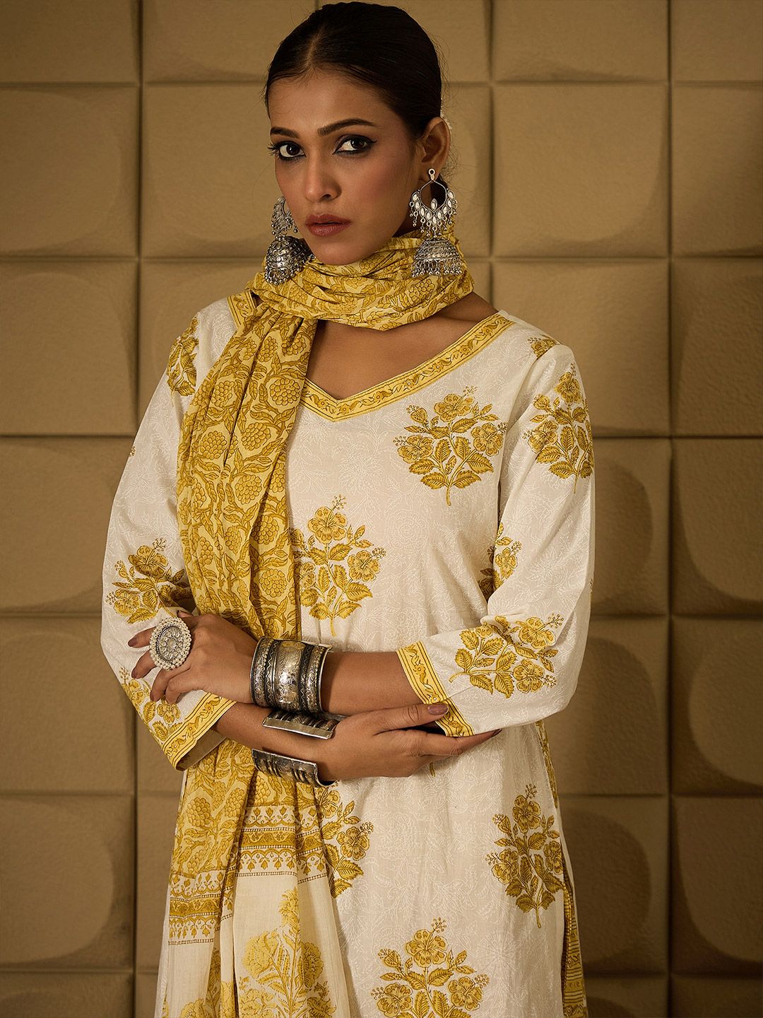 Women Ethnic Motifs Printed Regular Pure Cotton Kurta with Salwar & With Dupatta