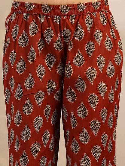 Women Ethnic Motifs Printed Angrakha Kurta with Trousers & With Dupatta